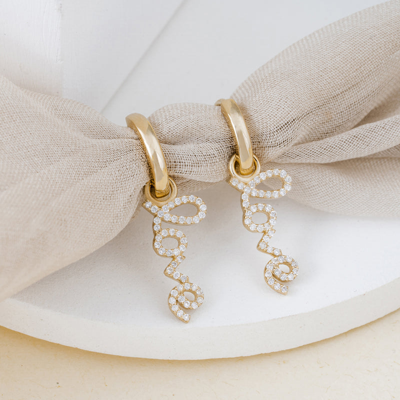Dainty pair of Handmade Diamond Love huggie Earrings
