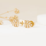 Minimalist Pair of Diamond Palm Stud Earrings