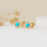 Gold Turquoise Evil Eye stud Earrings
