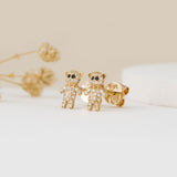 simplistic Diamond Teddy Bear stud Earrings in solid gold for her