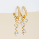 Pair of handcrafted Dangling Love Huggie Earrings for her