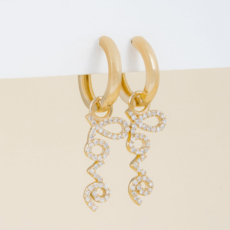 Pair of handcrafted Dangling Love Huggie Earrings for her