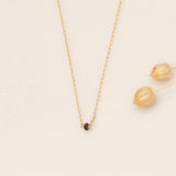 Minimalist single Black Diamond solid gold Necklace