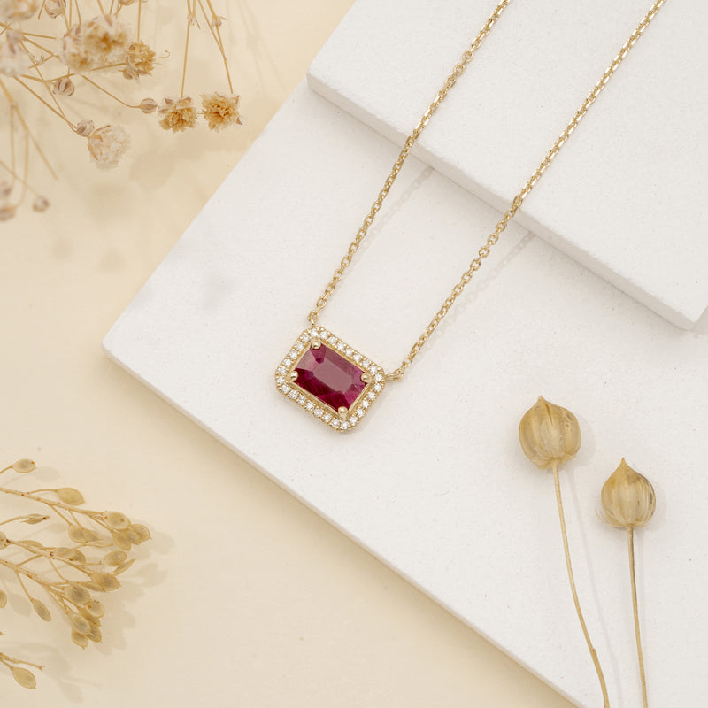 Minimalistic Ruby July Birthstone Necklace