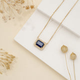 Solid Gold diamond Sapphire Pendant for her