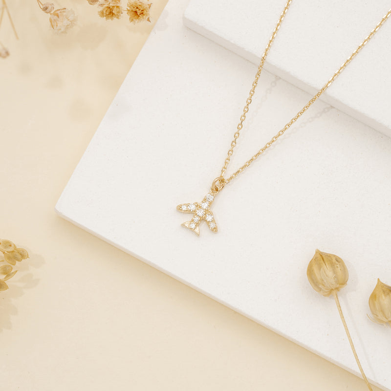Petite Gold Plane Necklace