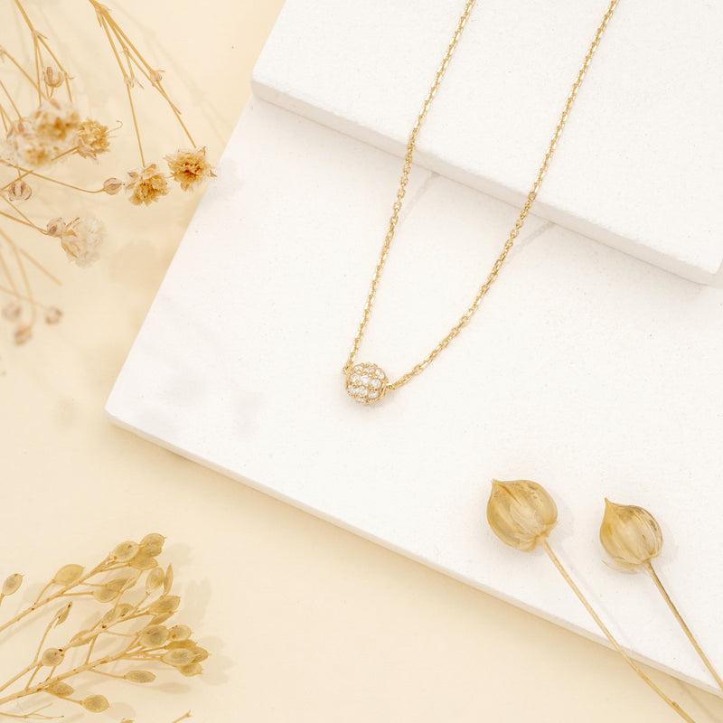 Pave Ball Pendandt Necklace