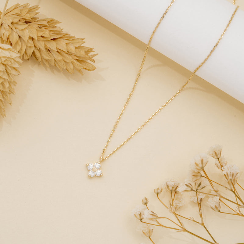 dainty diamond clover necklace