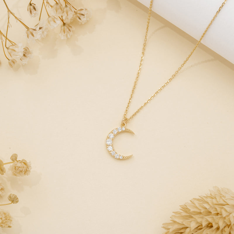 Handmade Solid Gold Crescent Pendant