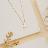 Custom cursive Initial letter pendant Necklace in soild gold