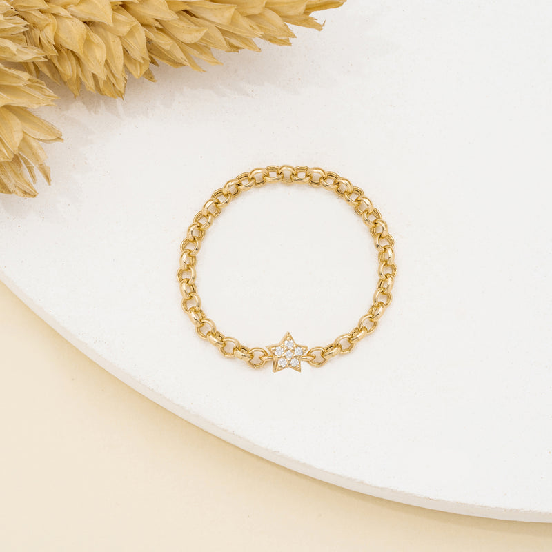 Mini Diamond Star Chain Ring
