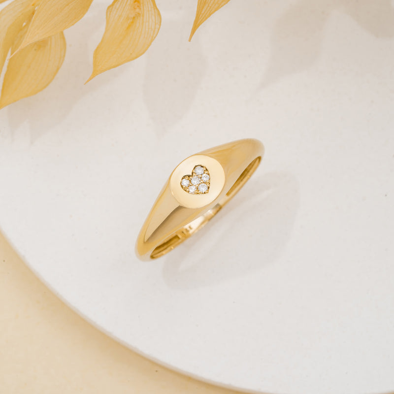 Diamond Heart Signet Ring