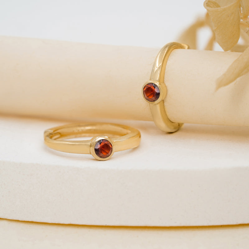 Pair of Bezel Setting Garnet Huggies in solid gold
