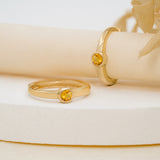 Pair of simplistic Bezel Setting Citrine November birthstone Huggies