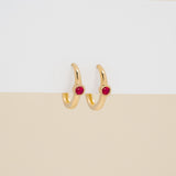 Pair of handmade Bezel Setting Ruby Huggie hoops
