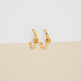 Pair of dainty Bezel Setting Citrine Huggies
