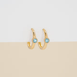 Solid Gold Aquamarine March Birthsone Huggies