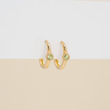 Dainty pair of handmade Bezel Setting Peridot Huggies