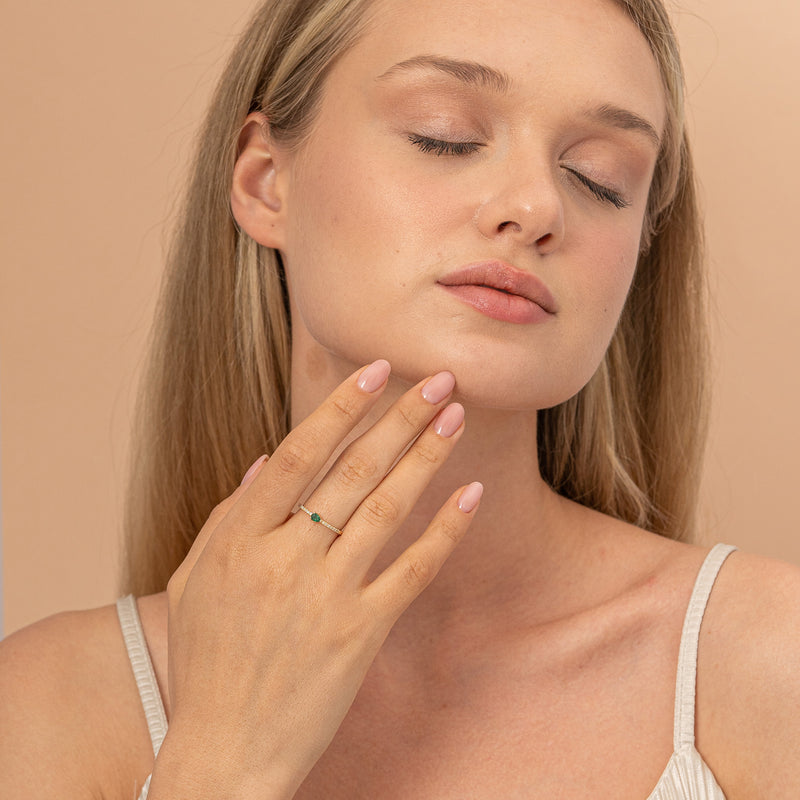 Solid Gold Natural Diamond Emerald Ring