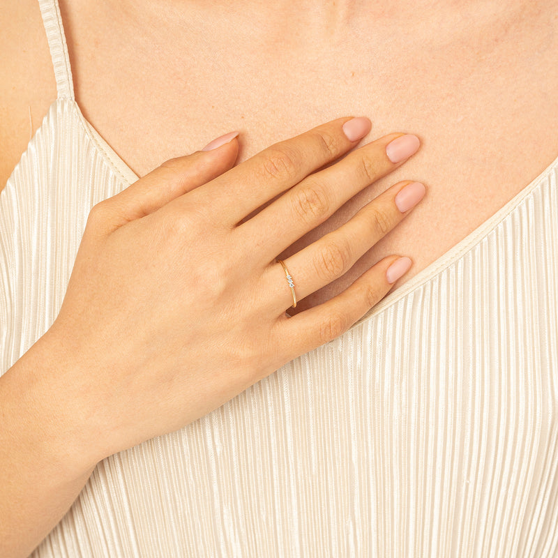 Solid Gold 3 Diamond Ring