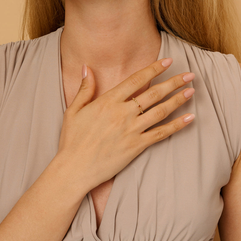 Gold and Natural Citrine Chain Ring