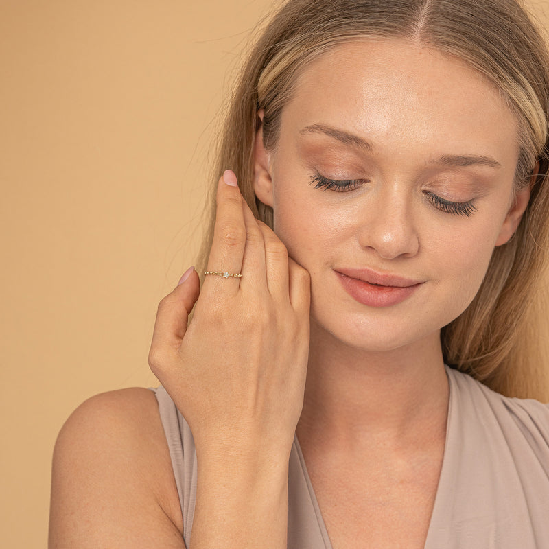 Petite Gold and Diamond Star Ring