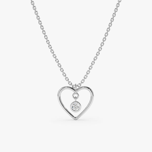 White Gold Natural Diamond Heart Pendant