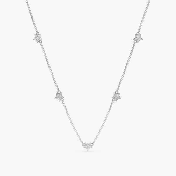 White Gold Natural Diamond Star Necklace