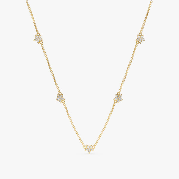 Yellow Gold Multi Star Diamond Necklace