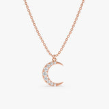 Rose Gold Diamond Moon Necklace