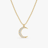 Yellow Gold Diamond Crescent Necklace