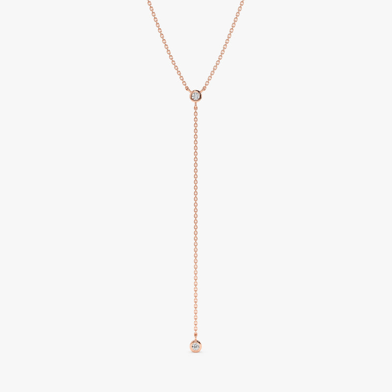 Rose Gold Diamond Lariat Necklace