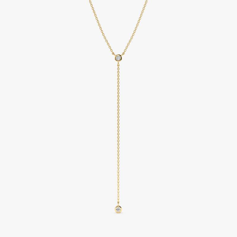 2 Bezel Diamonds Lariat Necklace