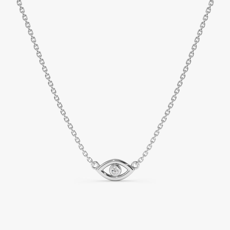 White Gold Diamond Lucky Eye Necklace