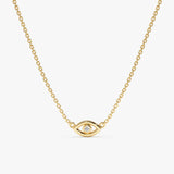 Yellow Gold Diamond Evil Eye Necklace