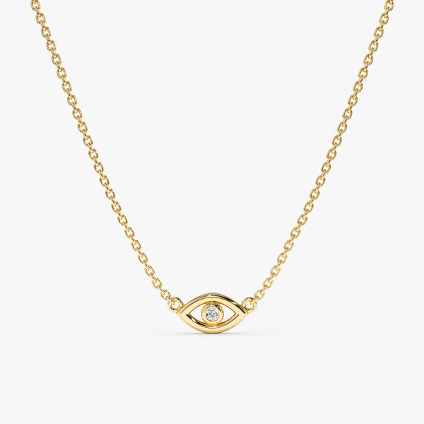 Yellow Gold Diamond Evil Eye Necklace