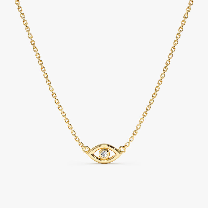 Yellow Gold Diamond Evil Eye Necklace