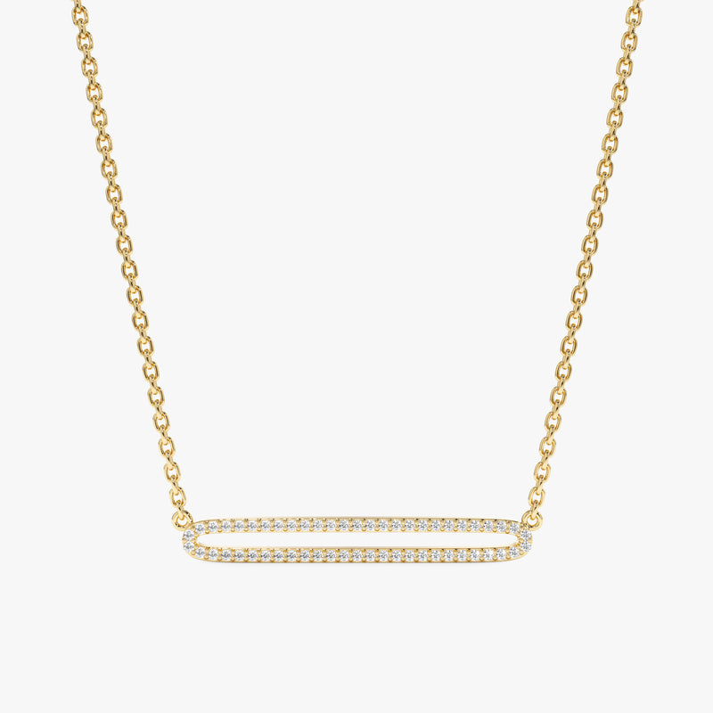 Yellow Gold Eternity Diamond Bar Necklace