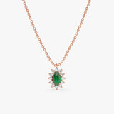 Rose Gold Emerald Diamond Necklace