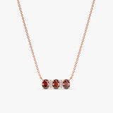 Rose Gold Handmade Garnet Necklace with Diamonds