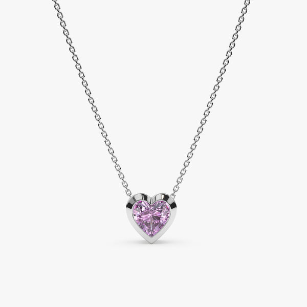 White Gold Natural Amethyst Pendant