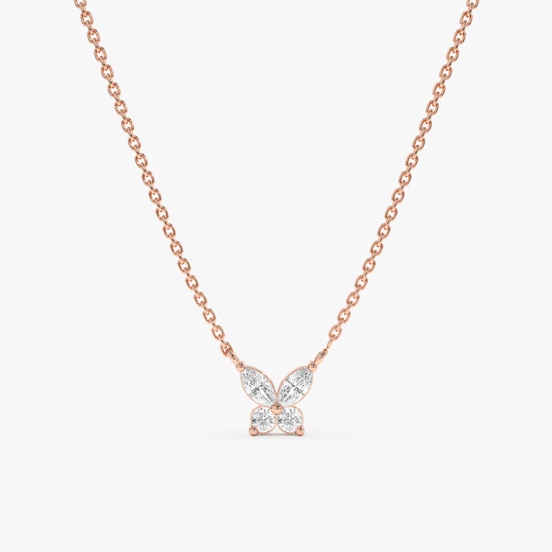Rose Gold Diamond Butterfly Necklace