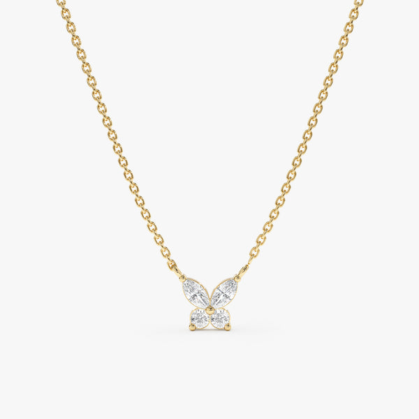 Yellow Gold Diamond Butterfly Necklace