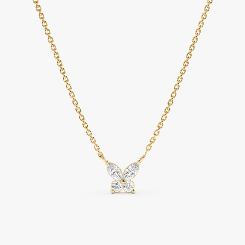 Yellow Gold Diamond Butterfly Necklace