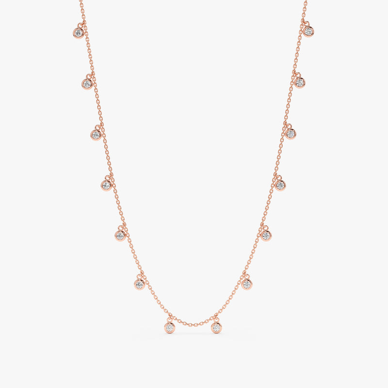 Rose Gold Diamond Drop Necklace