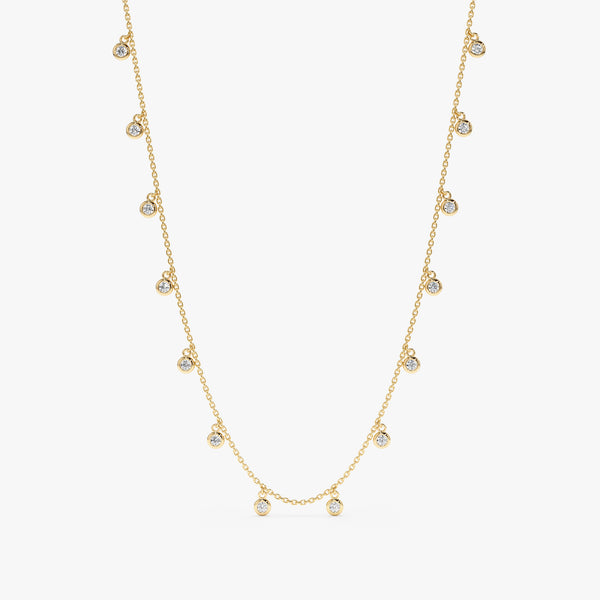 Yellow Gold Diamond Drop Necklace