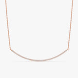 Rose Gold Curved Diamond Bar Necklace