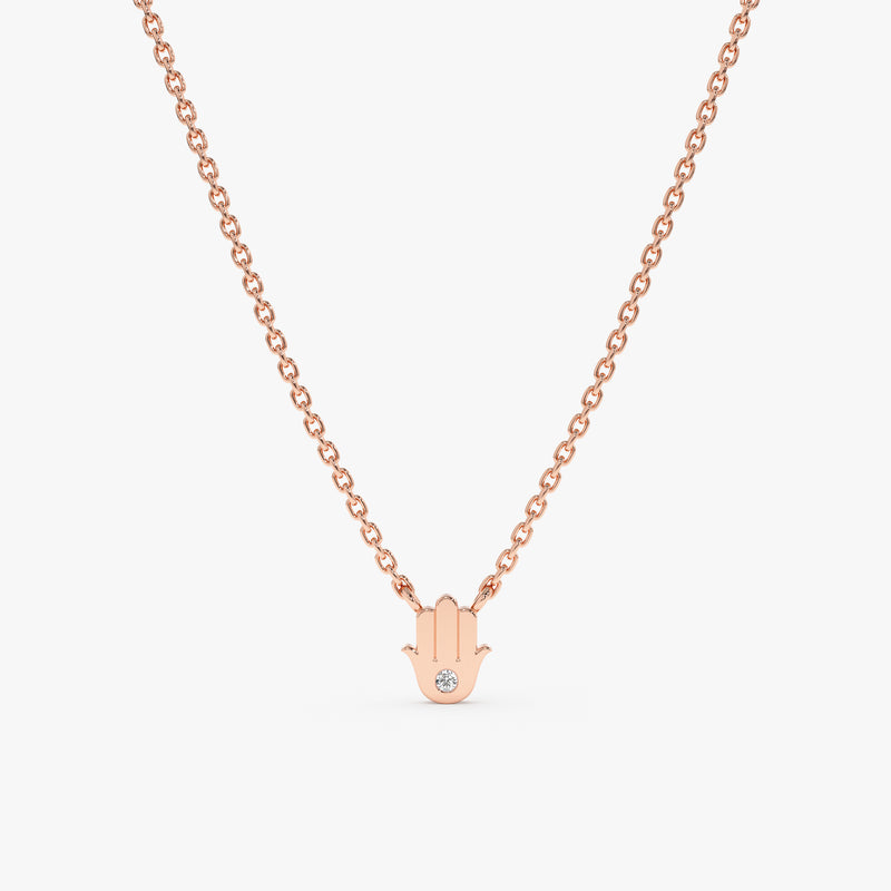 Rose Gold Diamond Hamsa Necklace