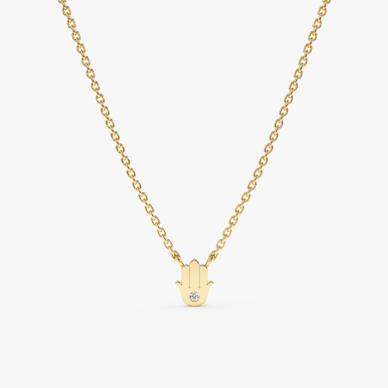 Yellow Gold Diamond Hamsa Necklace