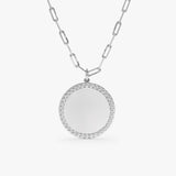 White Gold Diamond Disc Necklace